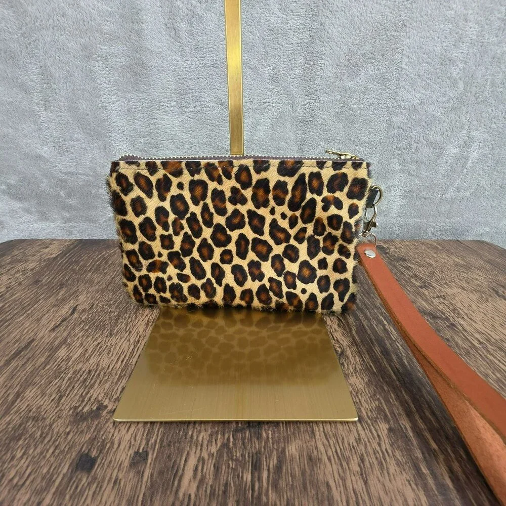 UWakstar Designs Leopard Calf Hair Wristlet Clutch Small Animal Print Mob Wife